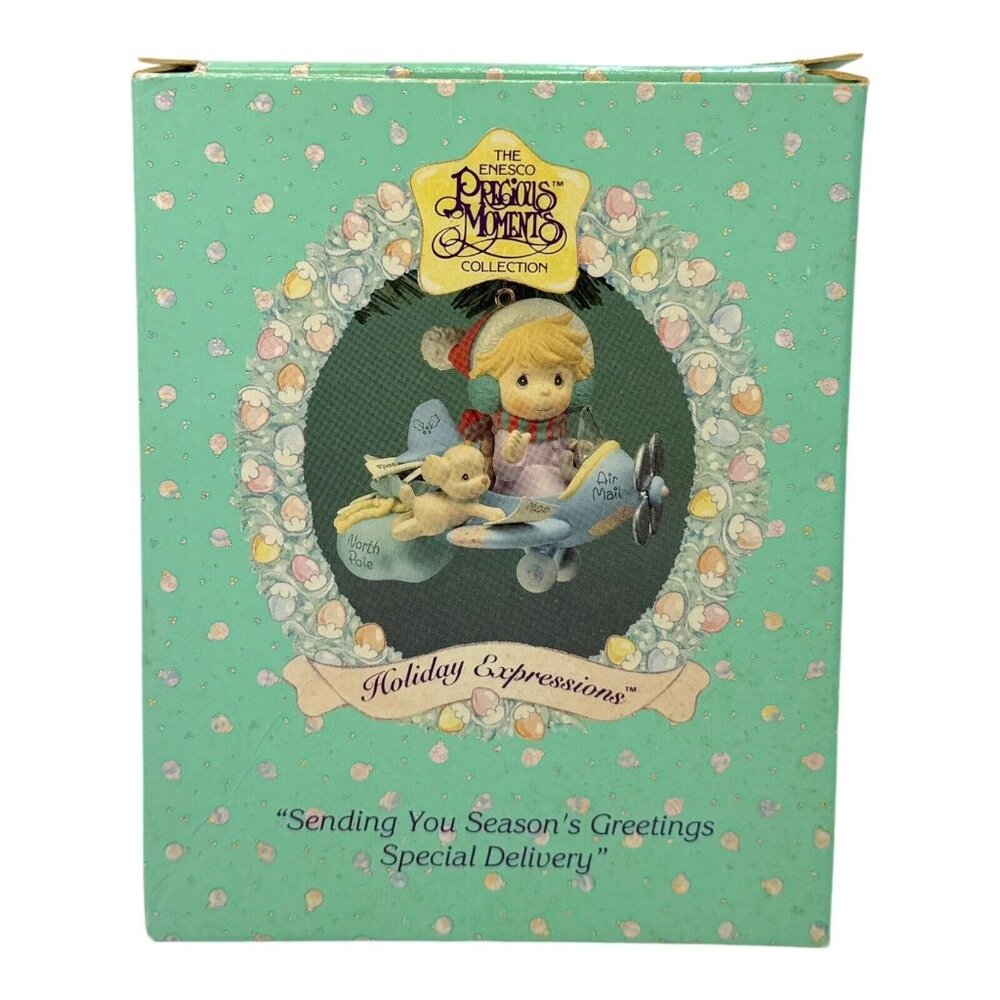 Precious Moments 1994 Sending‎ You Seasons Greetings Special Delivery Ornament - Picture 3 of 9